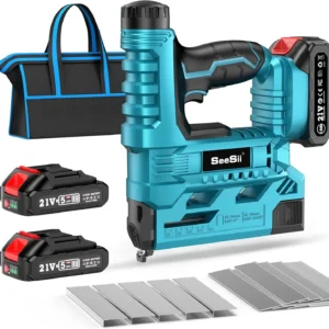 SEESII 18 Gauge Cordless Brad Nail Gun 1000 Brad Nails Cordless Stapler Framing Nailer Furniture Power Tool With 2pcs Battery